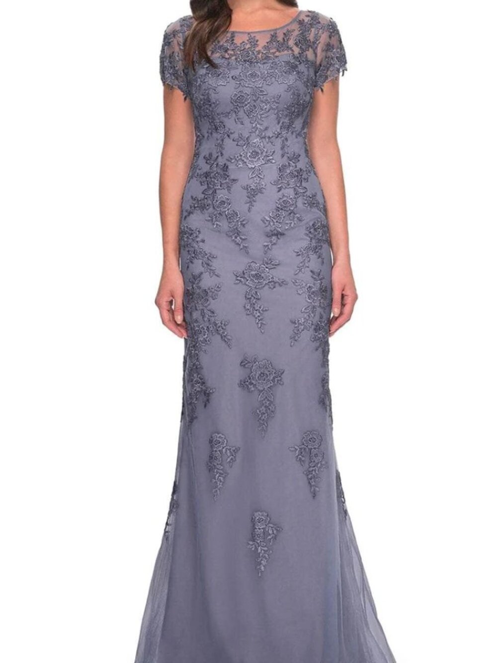 NWT La Femme 29792SC Tulle Evening Dresses Dusty Purple Size 4